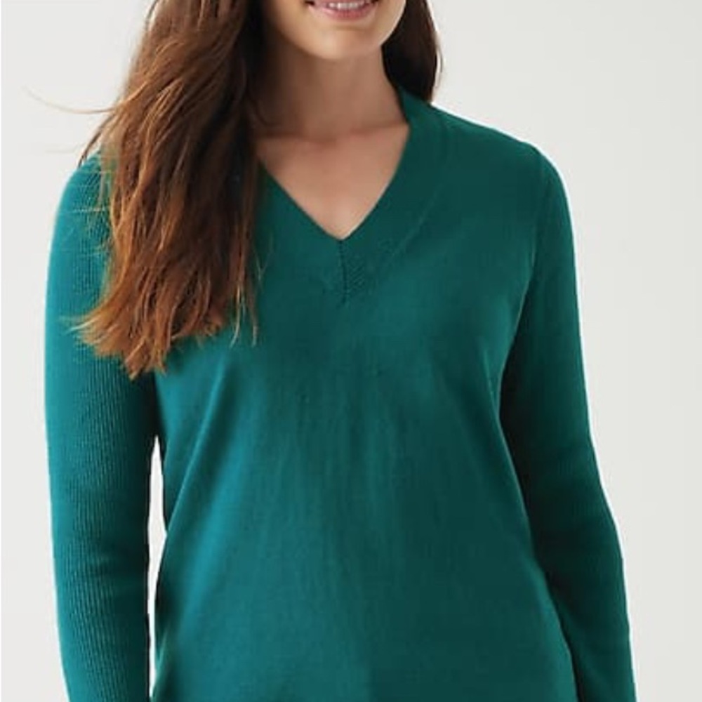 J. Jill V-Neck “Destination” Sweater Oceanside Green